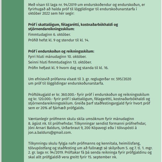 Löggildingarpróf verða í október